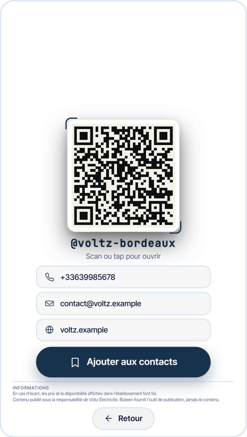 Verso Voltz, Ajouter aux contacts