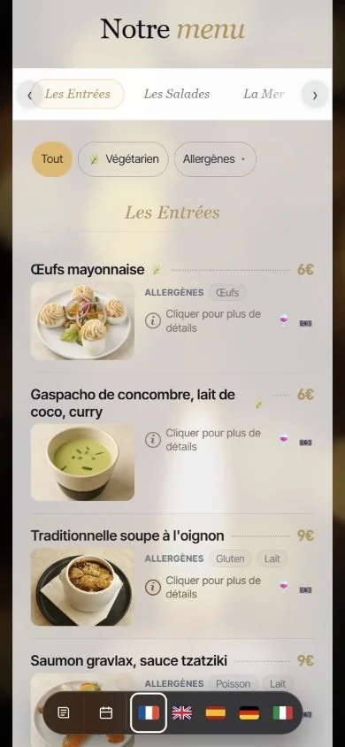 Le Chant des Voyelles, mini-site et menu